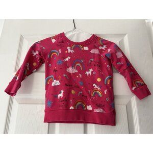 Pink Magenta Rainbows Unicorn Pullover Sweater Girls Size 4T (110/60)
